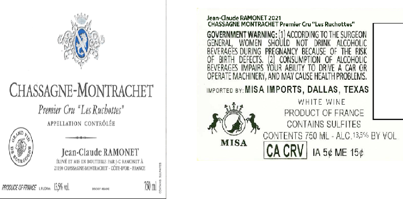 TABC label artwork for JEAN-CLAUDE RAMONET LES RUCHOTTES
