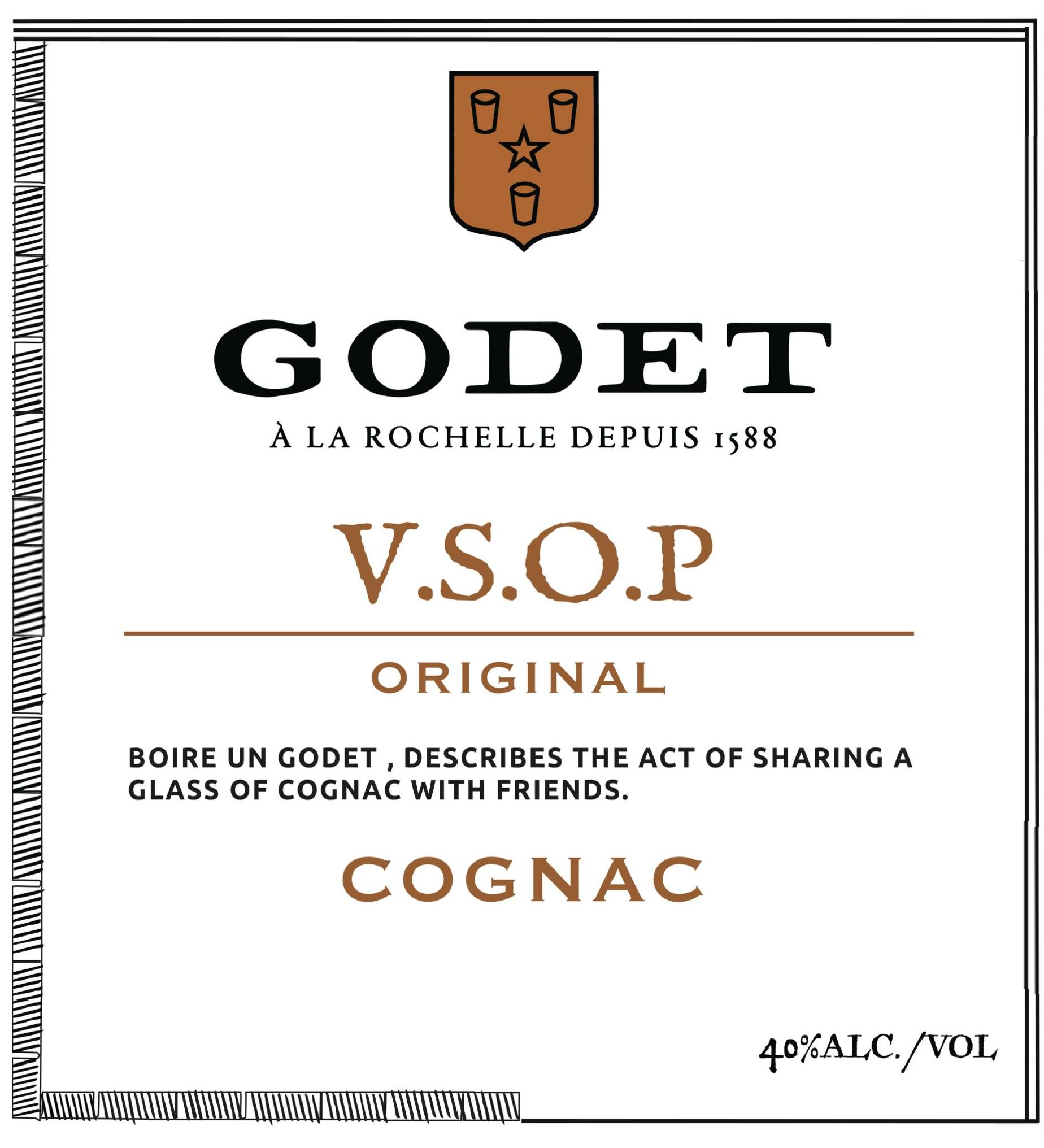 TABC label artwork for GODET V.S.O.P COGNAC