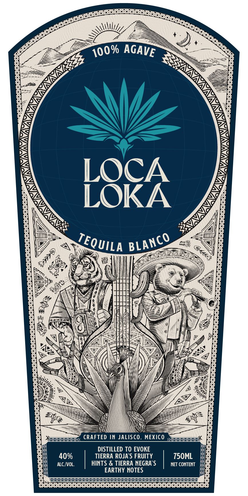 TABC label artwork for Loca Loka Tequila Blanco 100% Agave