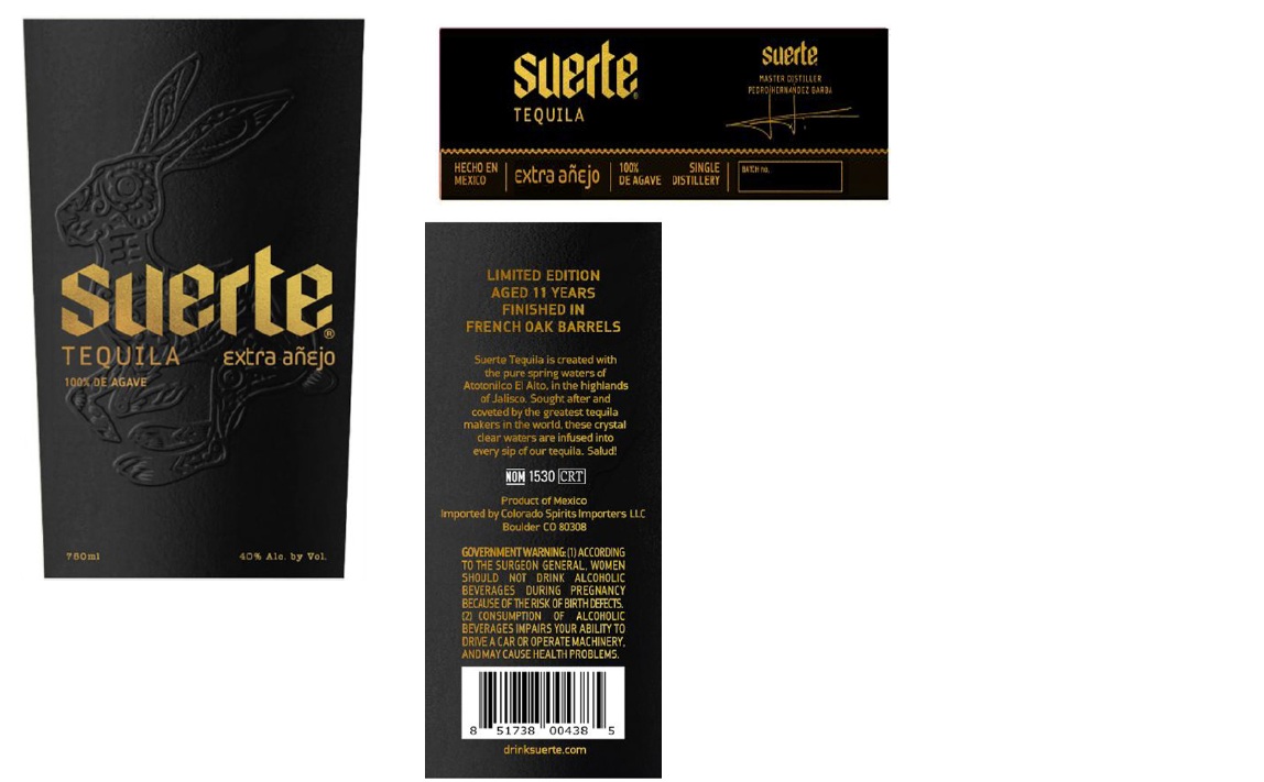 TABC label artwork for SUERTE BLACK LABEL EXTRA ANEJO