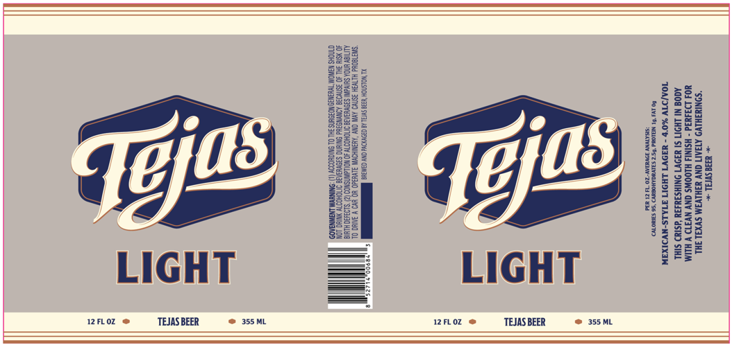 TABC label artwork for Tejas Light