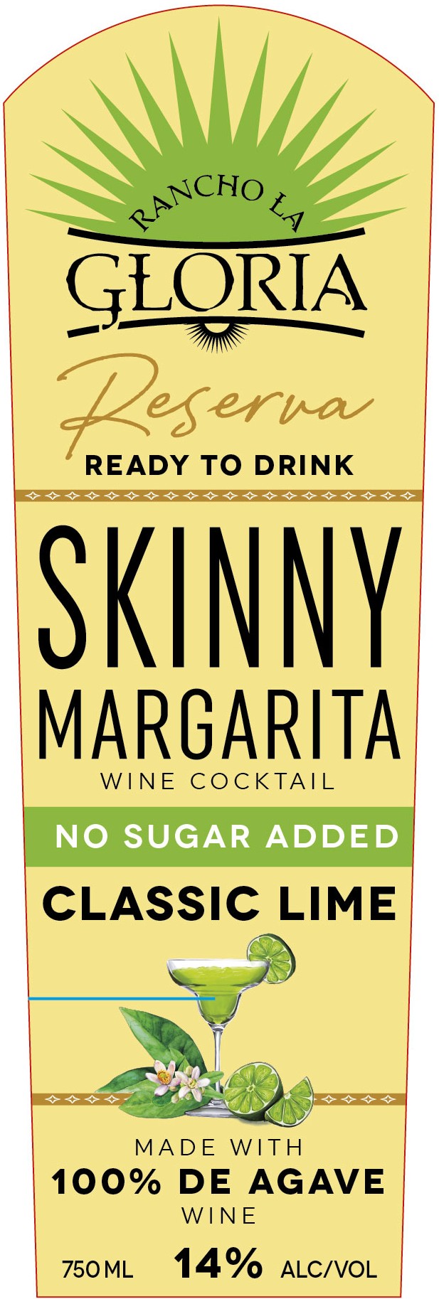 TABC label artwork for Rancho La Gloria SKINNY LIME MARGARITA 14%