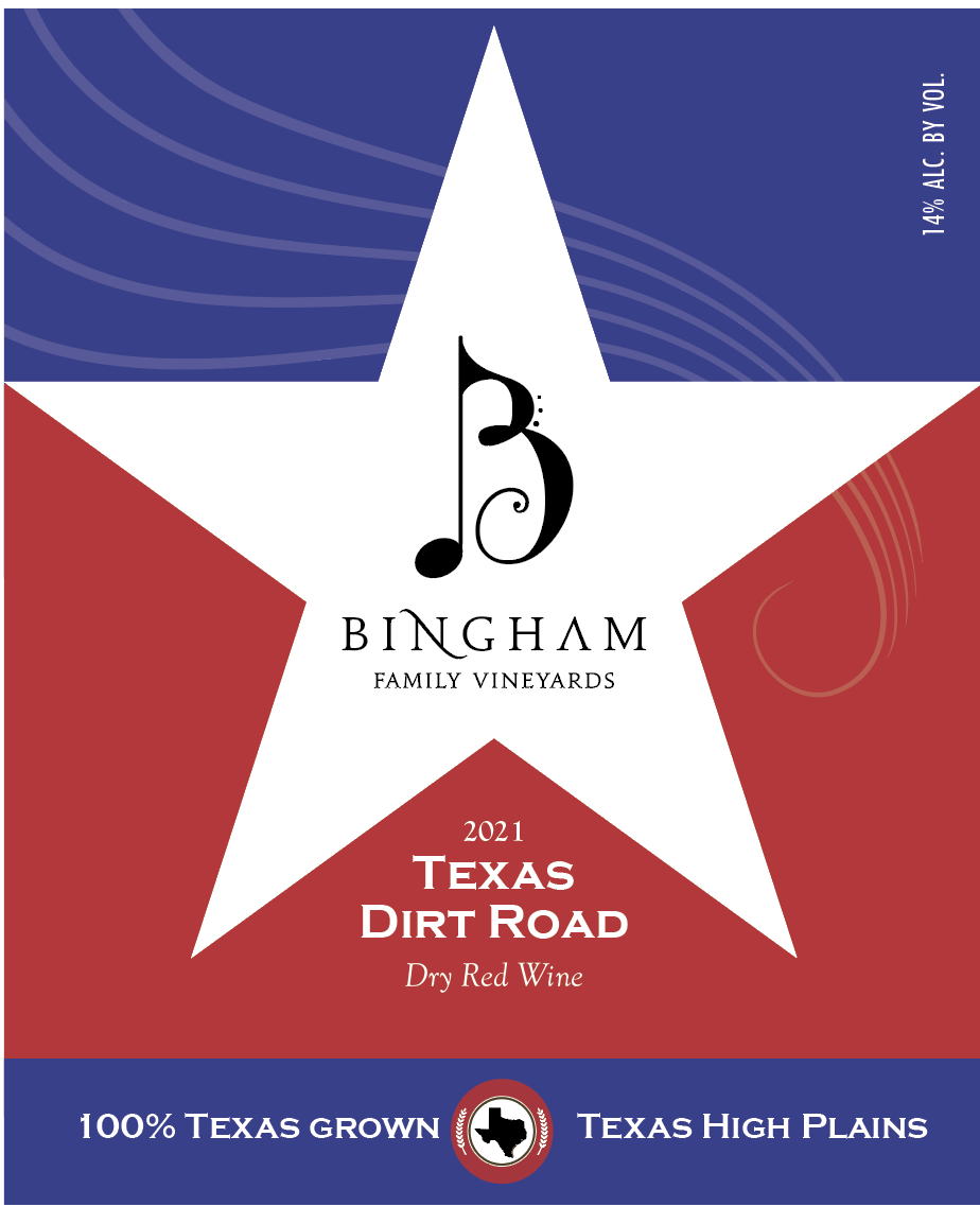 TABC label artwork for Bingham Family Vineyards Texas Dirt Road