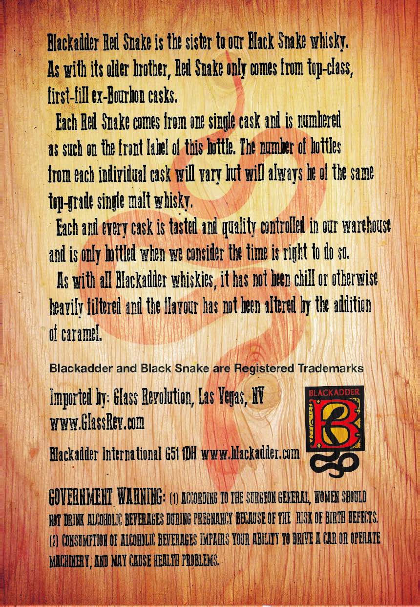 TABC label artwork for Blackadder Red Snake Aged 11 Years
