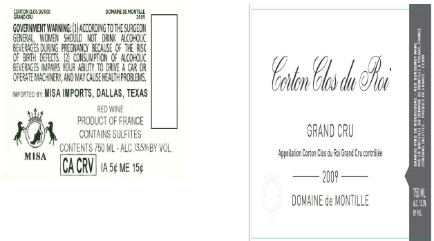TABC label artwork for DOMAINE DE MONTILLE CORTON CLOS DU ROI GRAND CRU