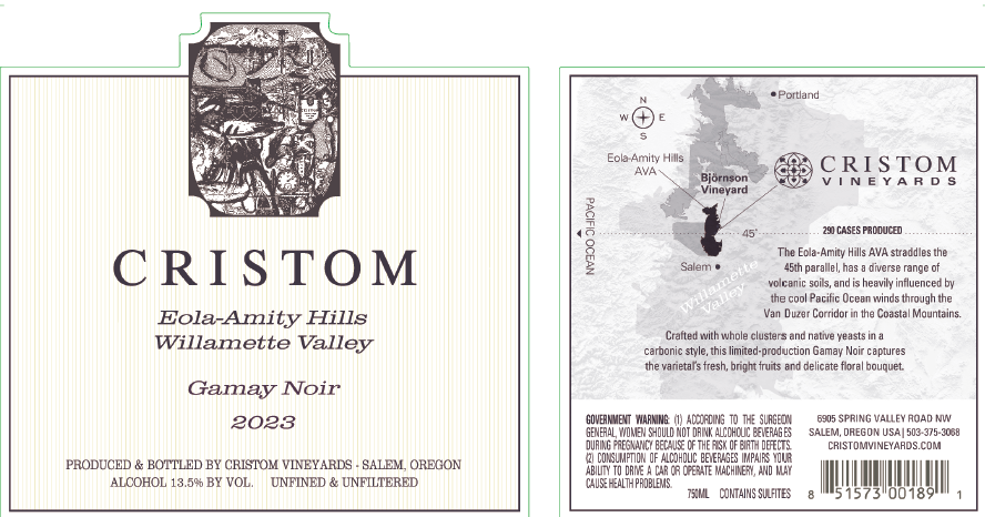 TABC label artwork for Gamay Noir