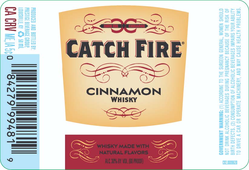 TABC label artwork for Catch Fire Cinnamon FL Whisky 50ml 120pk 60 PRF PET