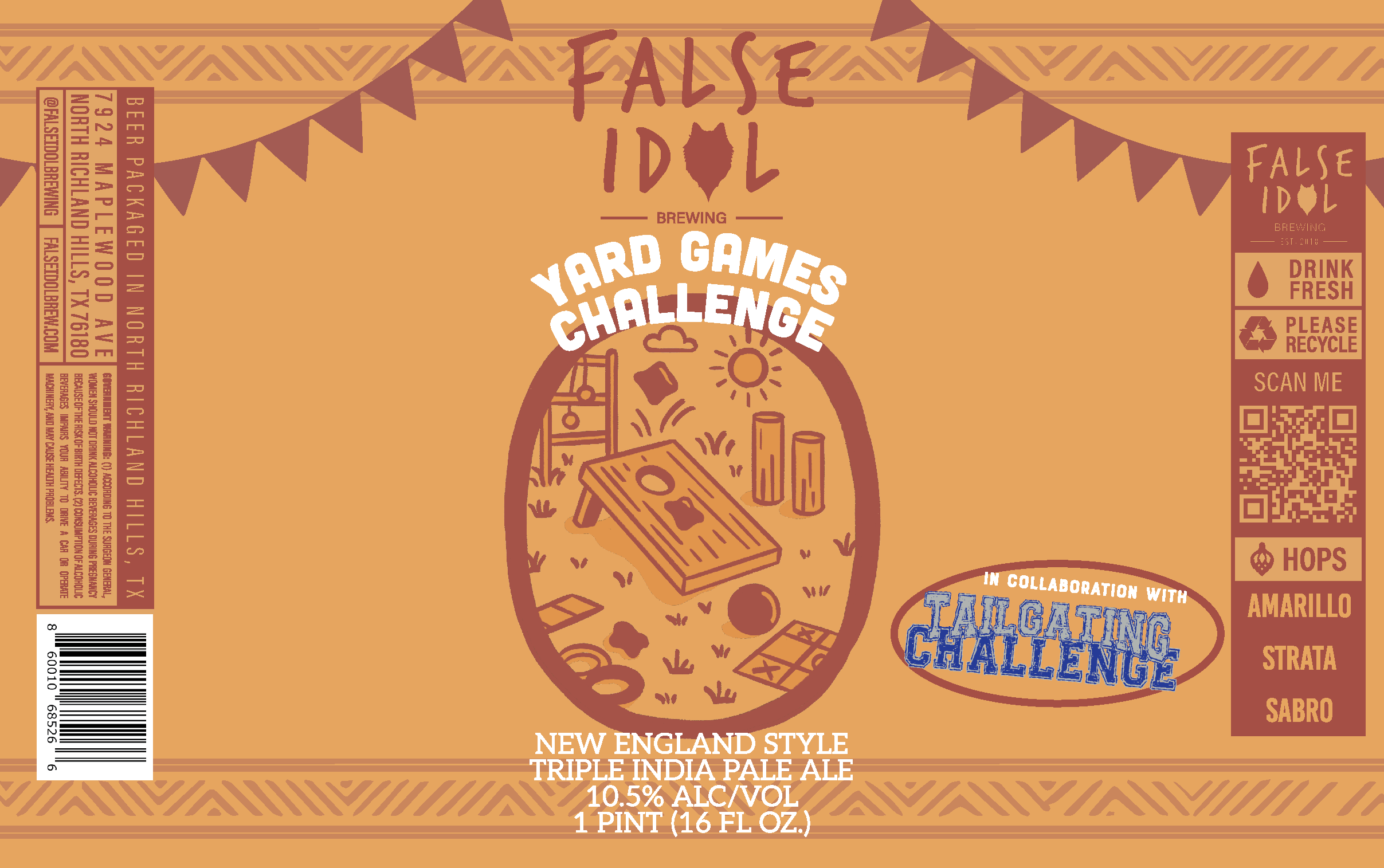 TABC label artwork for Yard Games Challenge