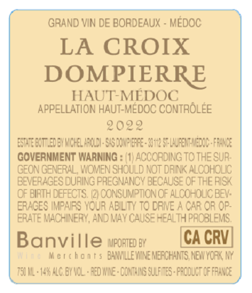 TABC label artwork for DOMPIERRE LA CROIX