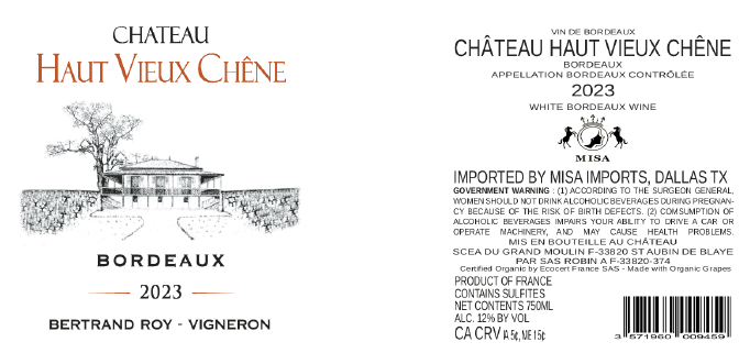 TABC label artwork for CHATEAU HAUT VIEUX CHENE BERTRAND ROY - VIGNERON