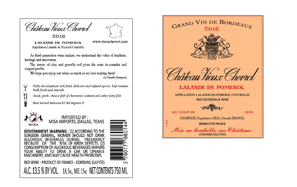TABC label artwork for CHATEAU VIEUX CHEVROL LALANDE DE POMEROL