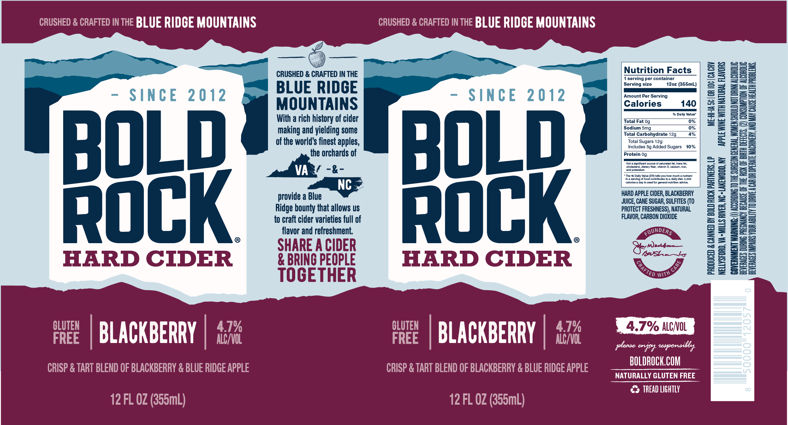 TABC label artwork for BOLD ROCK BLACKBERRY CAN 2025