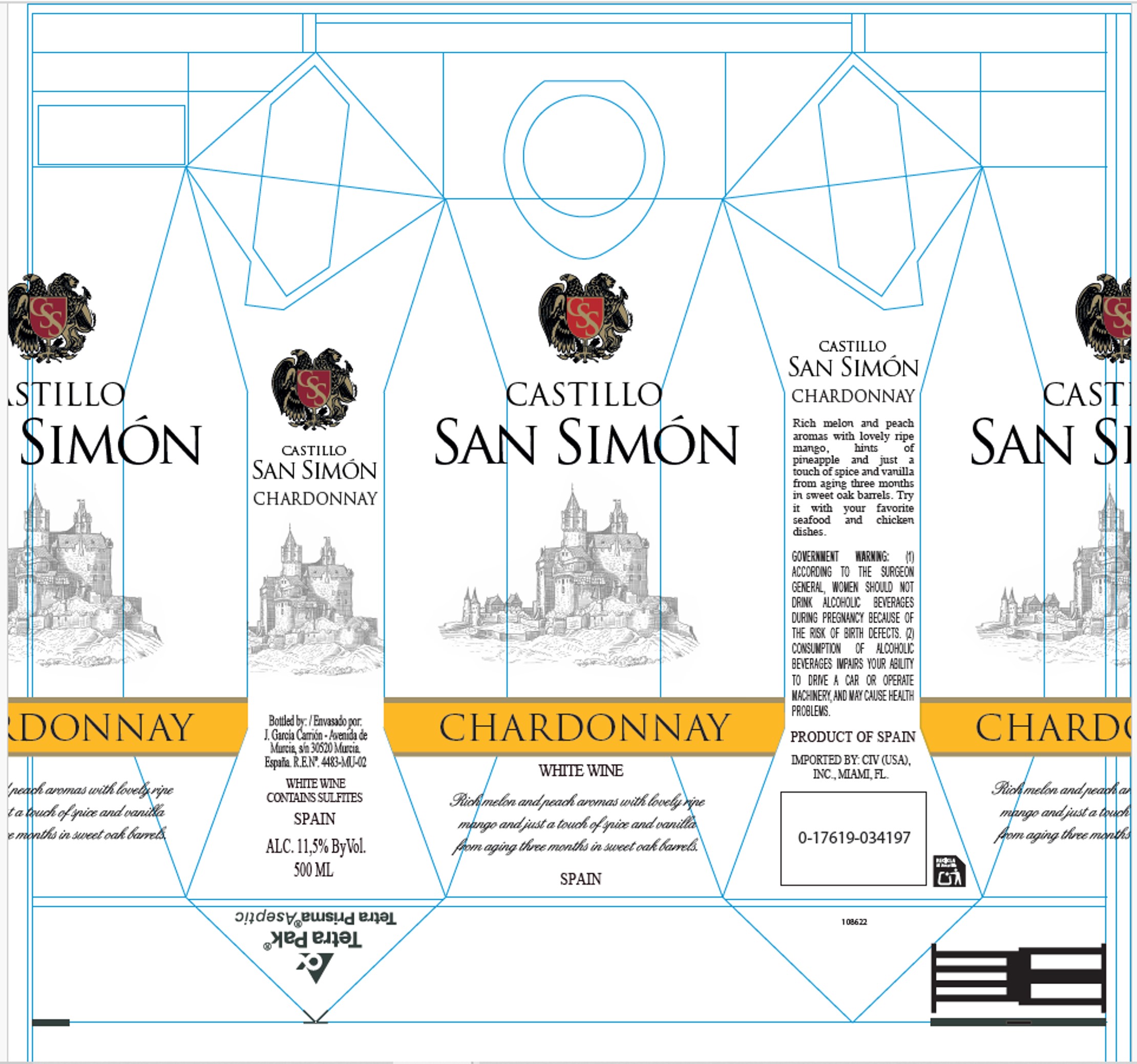 TABC label artwork for CASTILLO SAN SIMON CHARDONNAY