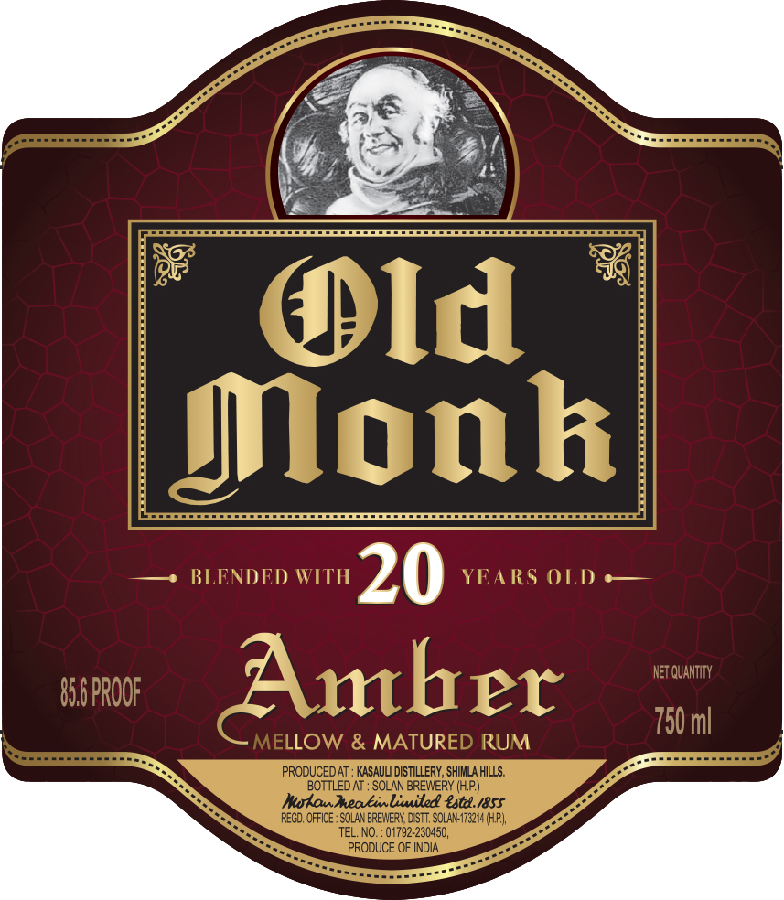 TABC label artwork for Old Monk Amber Rum