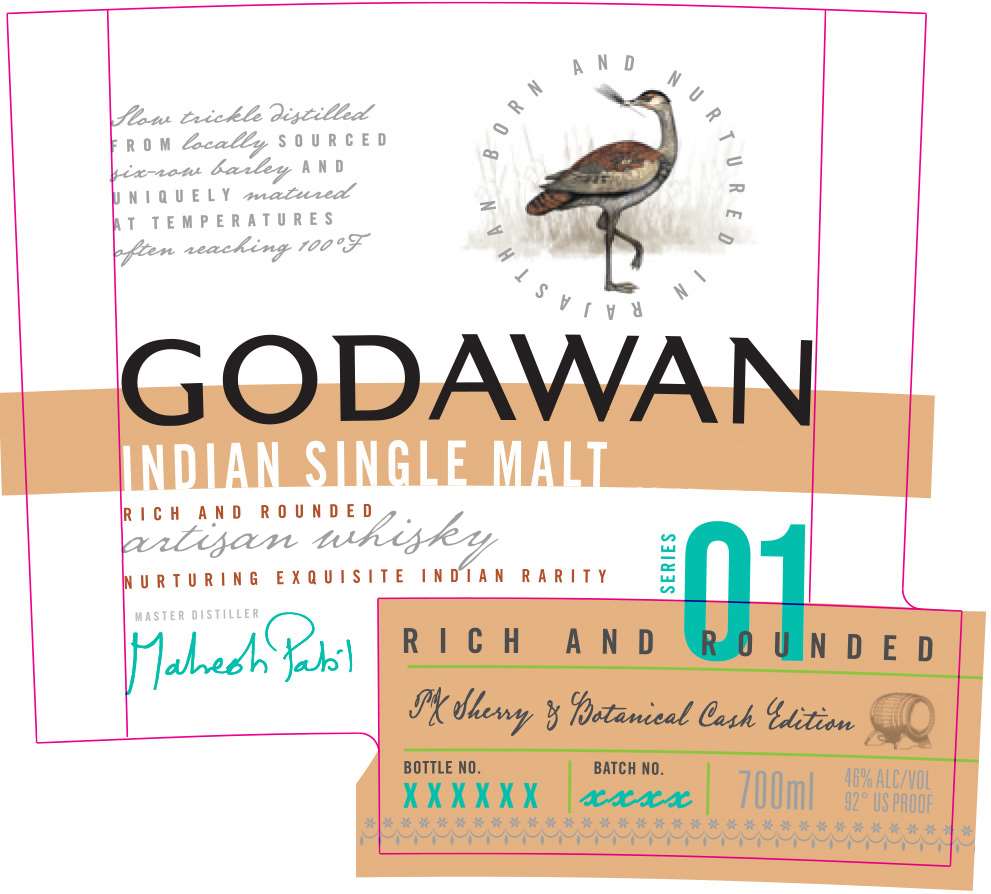 TABC label artwork for Godawan Indian Single Malt Rich and Rounded