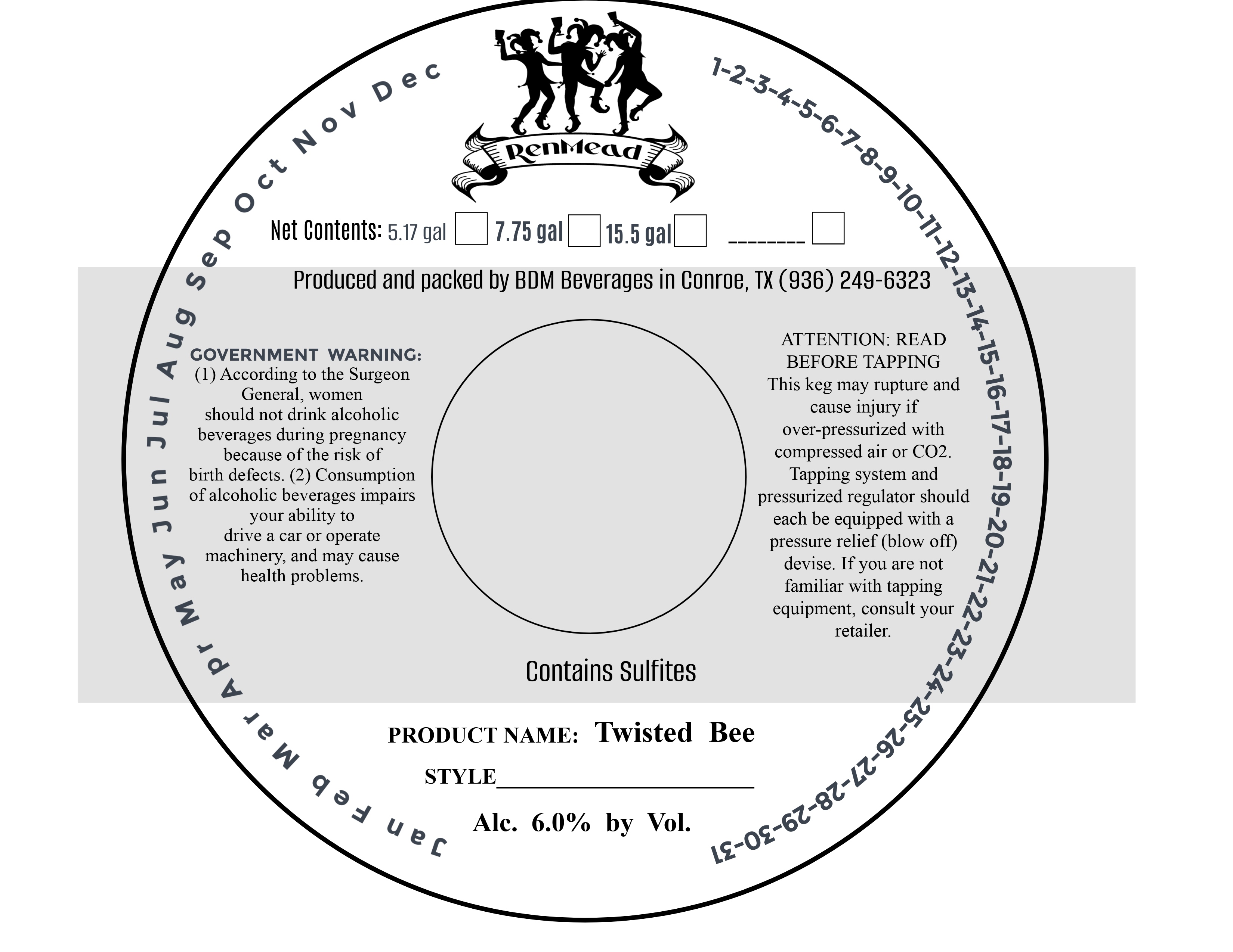 TABC label artwork for RenMead Twisted Bee