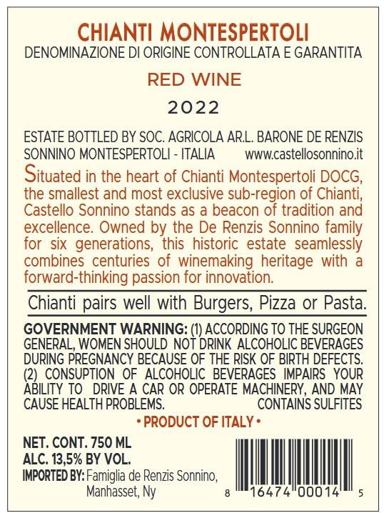 TABC label artwork for CASTELLO SONNINO CHIANTI MONTESPERTOLI