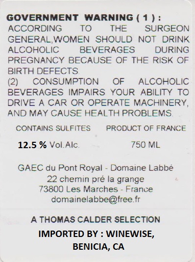 TABC label artwork for Domaine Labbé Pinot Noir