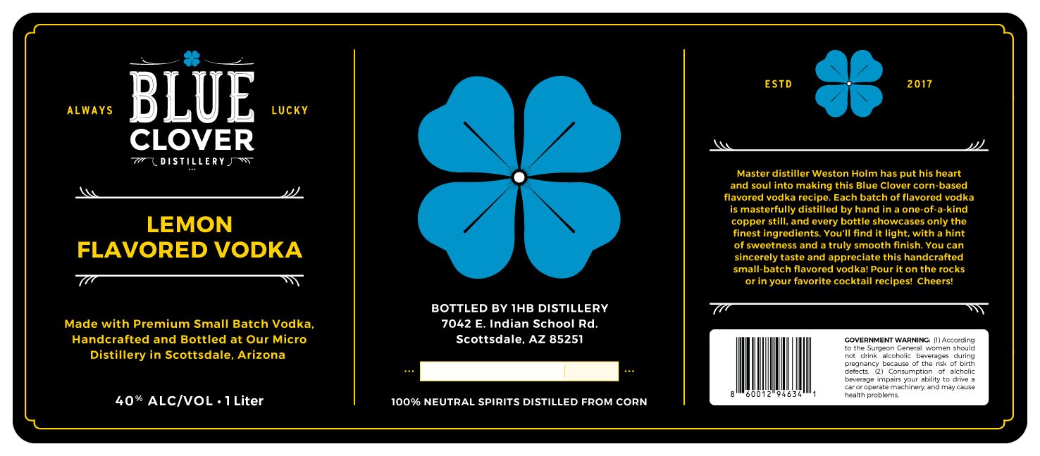 TABC label artwork for Blue Clover Lemon Flavored Vodka
