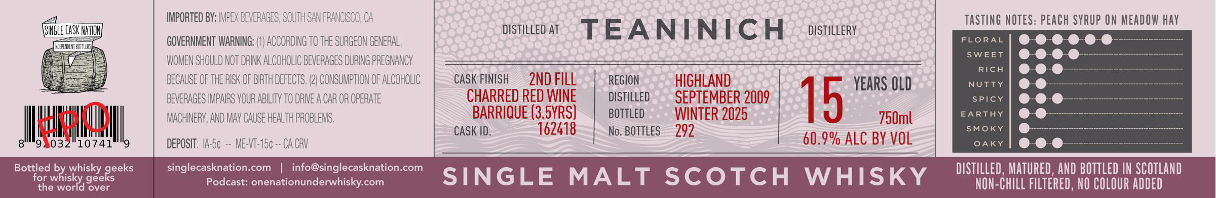 TABC label artwork for SCN TEANINICH SINGLE CASK