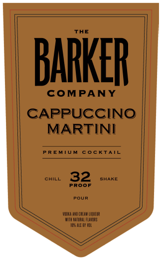 TABC label artwork for The Barker Company Cappuccino Martini