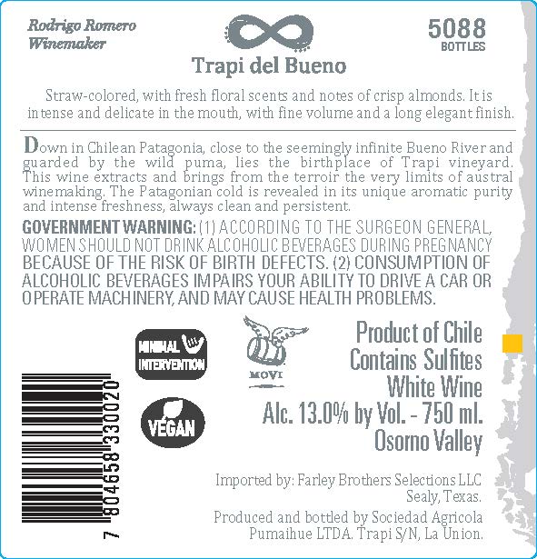 TABC label artwork for Trapi Hand Made Chardonnay