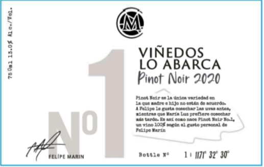 TABC label artwork for Casa Marin Lo Abarca Pinot Noir