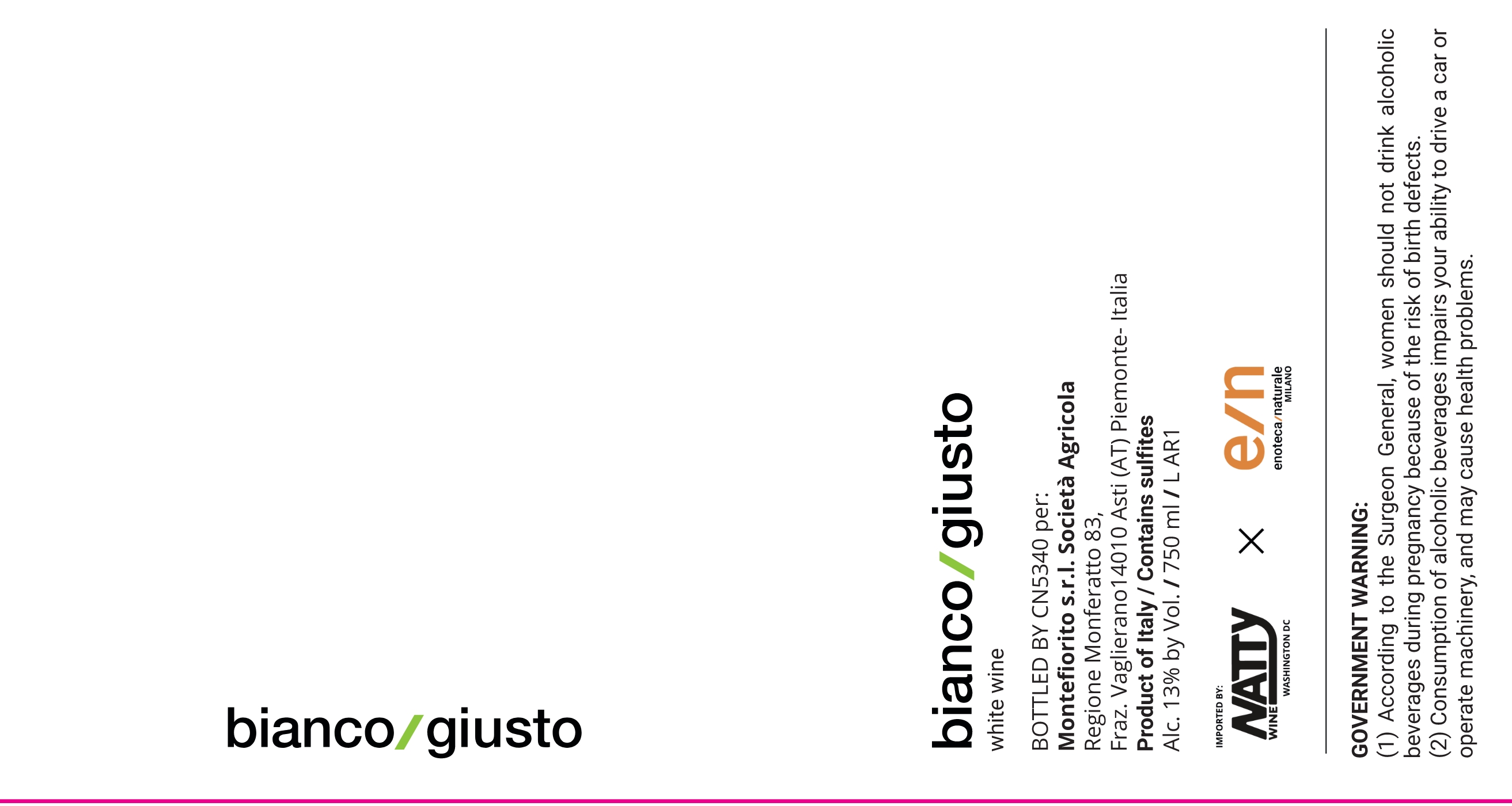 TABC label artwork for Bianco/Giusto White