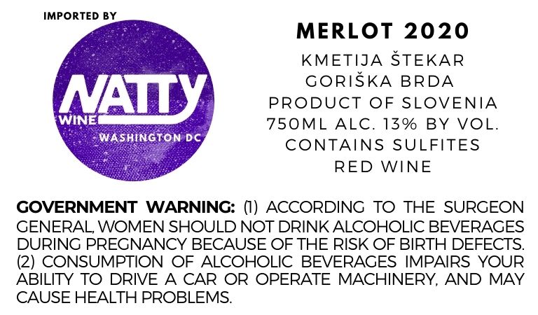 TABC label artwork for Kmetija Stekar M20 Merlot