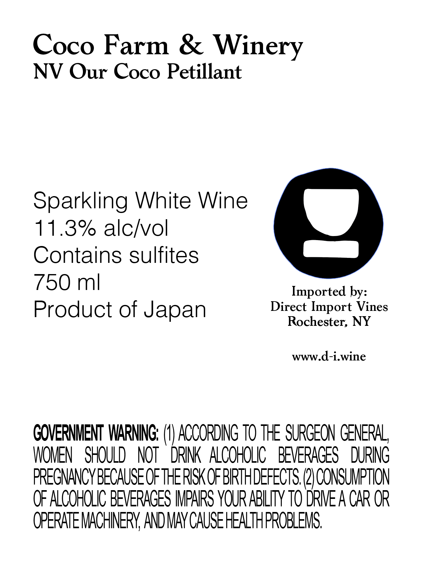 TABC label artwork for Coco Farm & Winery Our Coco Petillant