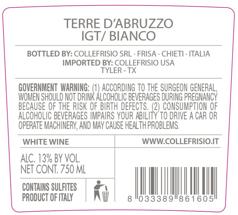 TABC label artwork for COLLEFRISIO MAGNOLIA