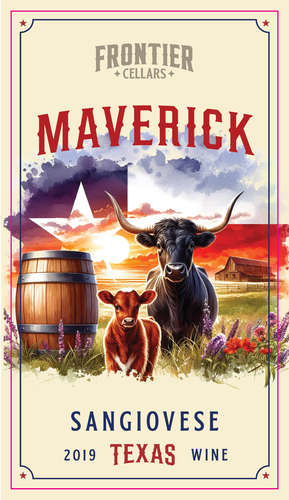 TABC label artwork for Frontier Cellars 2019 Maverick
