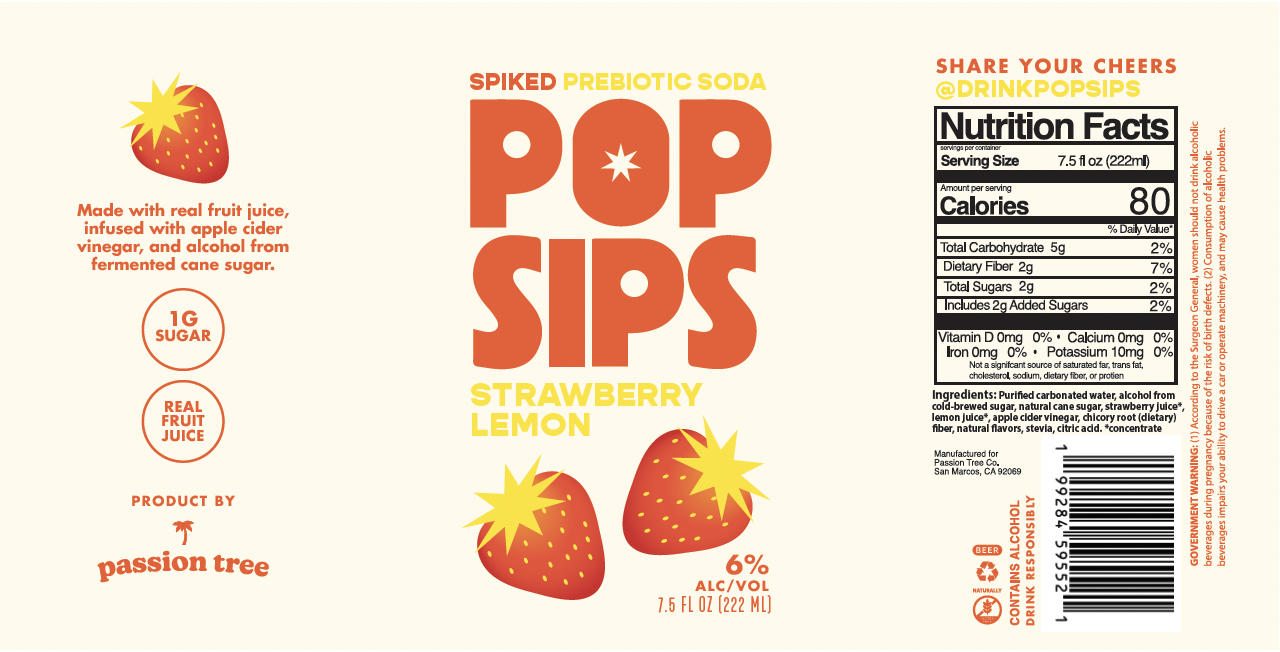 TABC label artwork for Pop Sips Strawberry Lemon