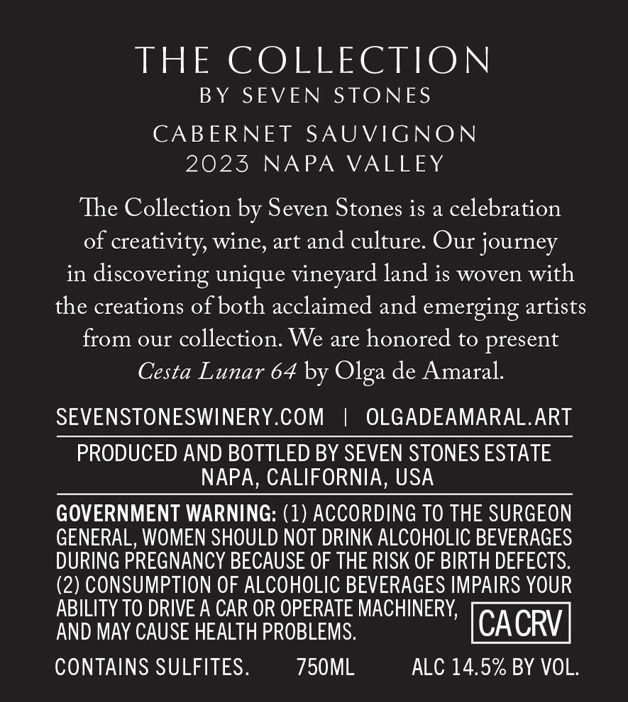 TABC label artwork for The Collection by Seven Stones Napa Valley Cabernet Sauvignon 2023