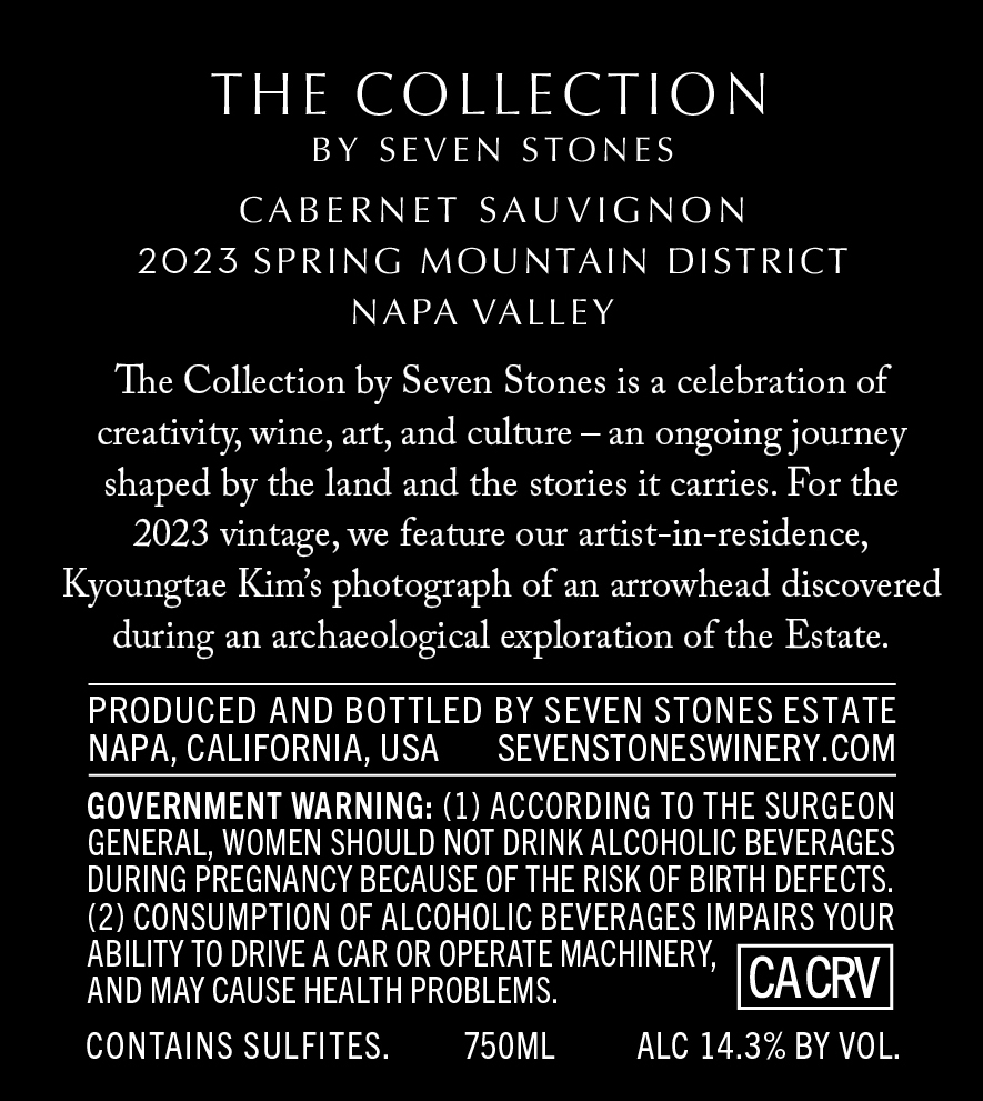 TABC label artwork for The Collection by Seven Stones Spring Mountain District Cabernet Sauvignon 2023