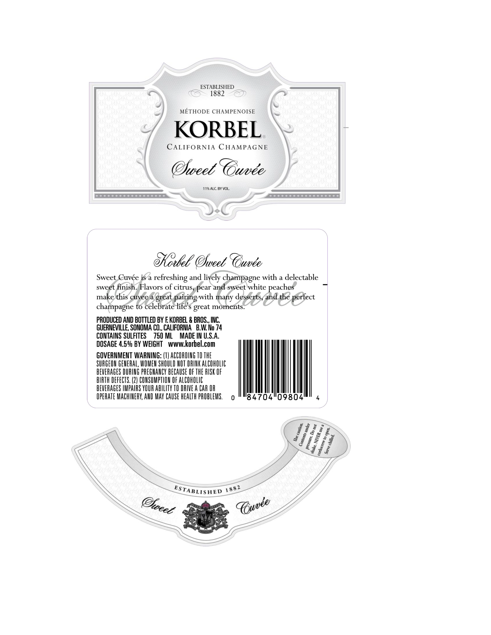 TABC label artwork for KORBEL SWEET CUVEE