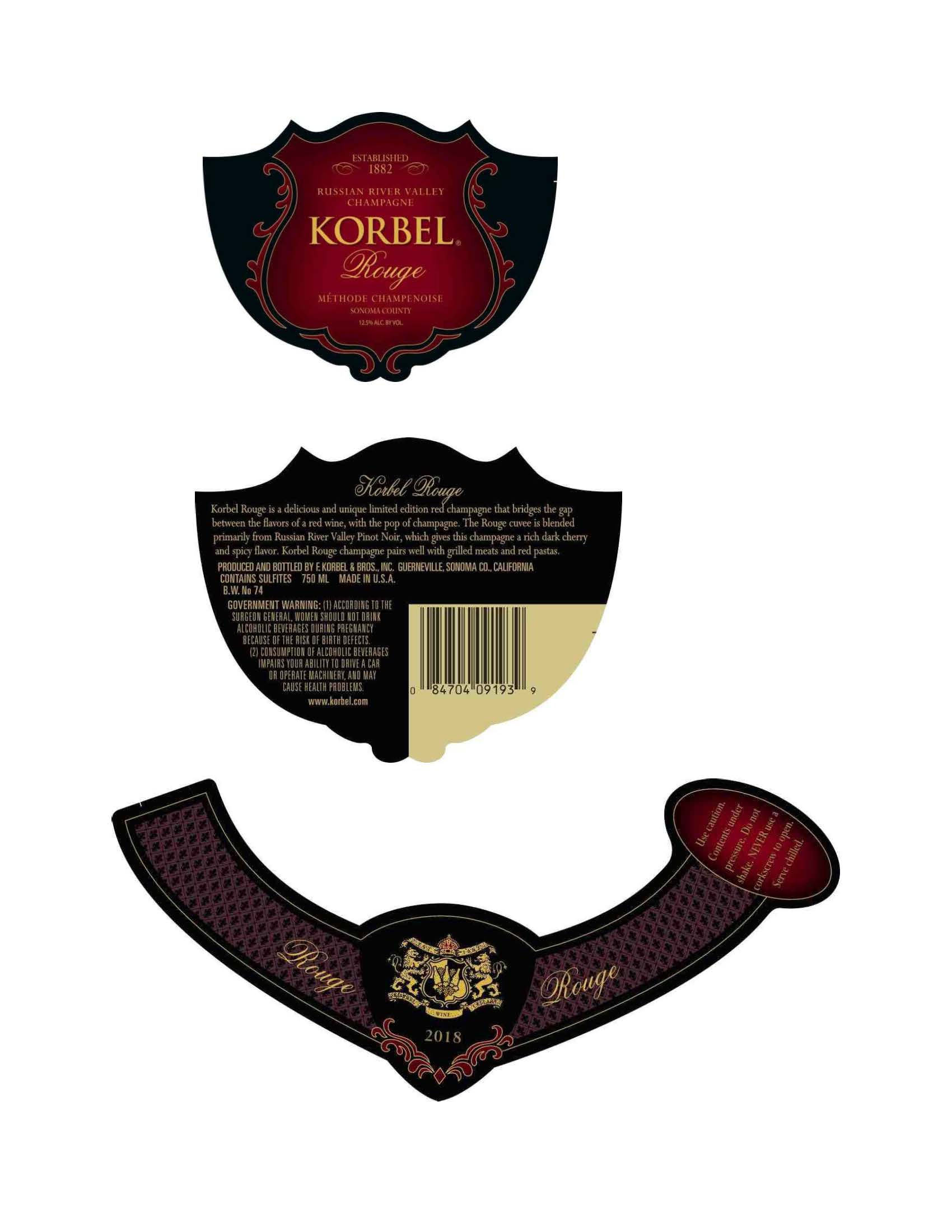 TABC label artwork for KORBEL ROUGE