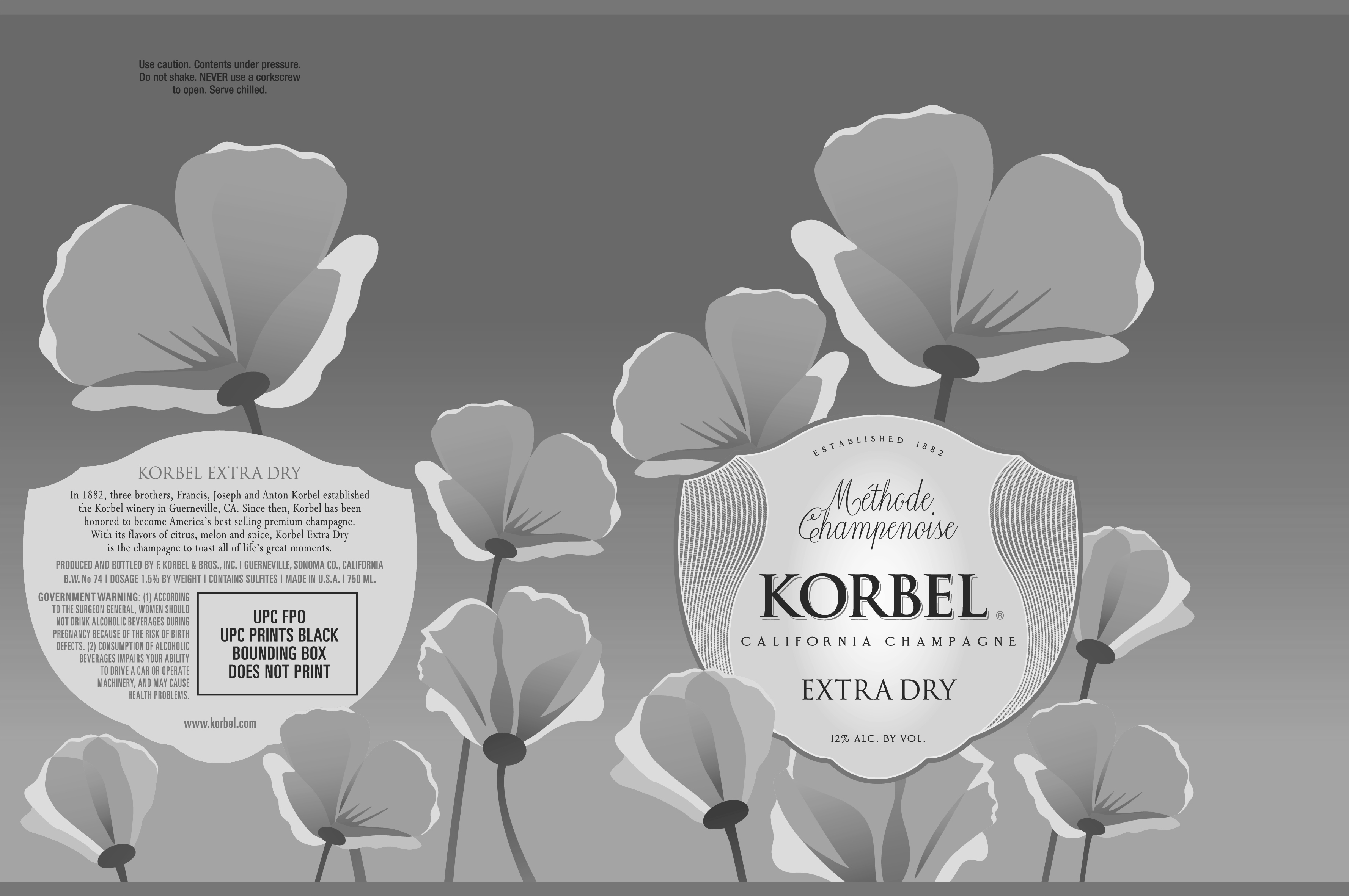 TABC label artwork for KORBEL EXTRA DRY