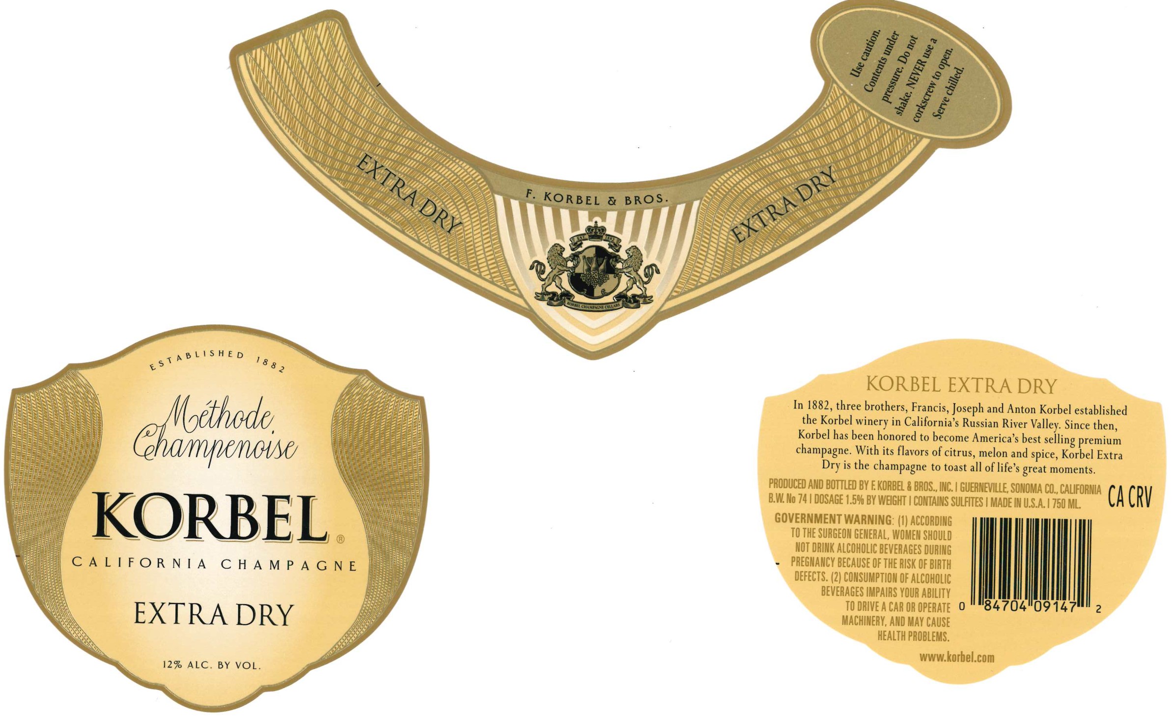TABC label artwork for KORBEL EXTRA DRY