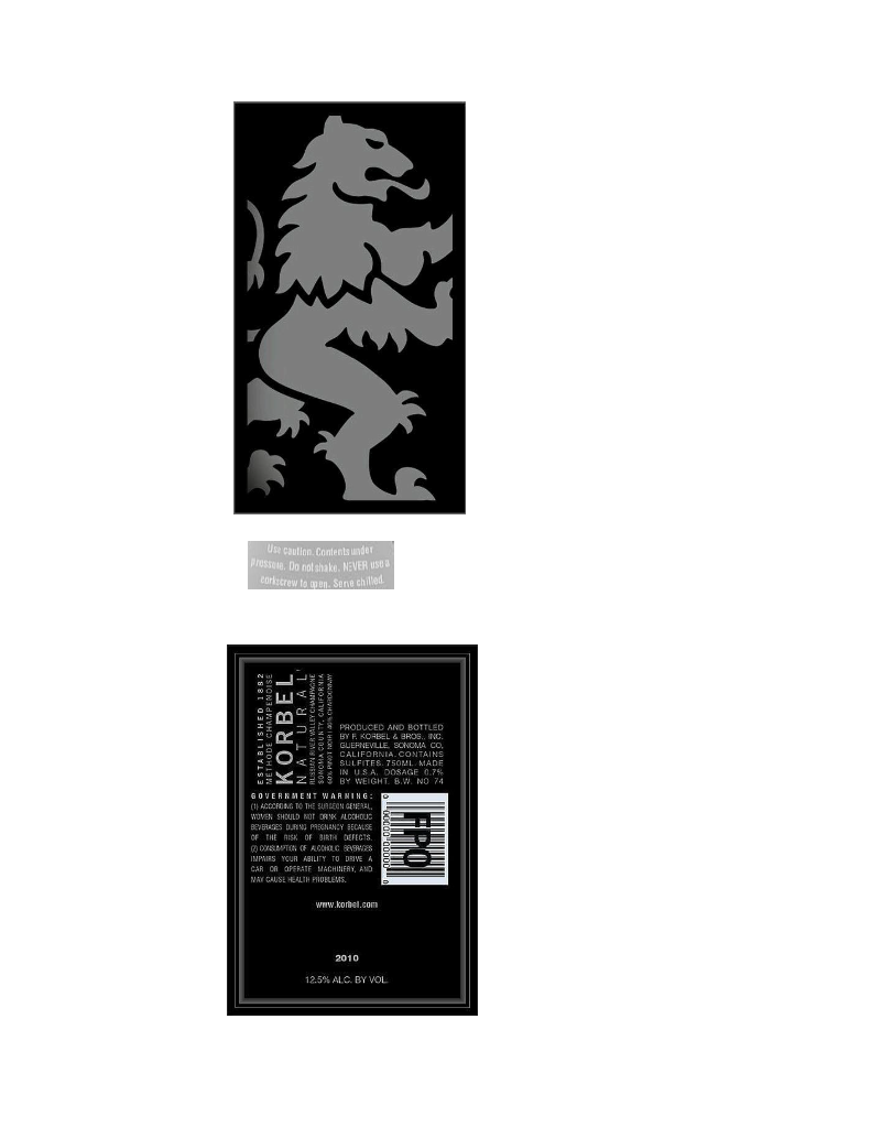 TABC label artwork for KORBEL PINOT NOIR CHARDONNAY