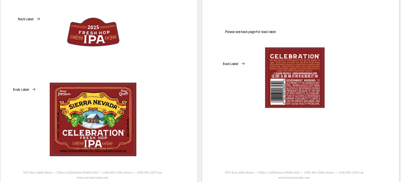 TABC label artwork for Sierra Nevada Celebration