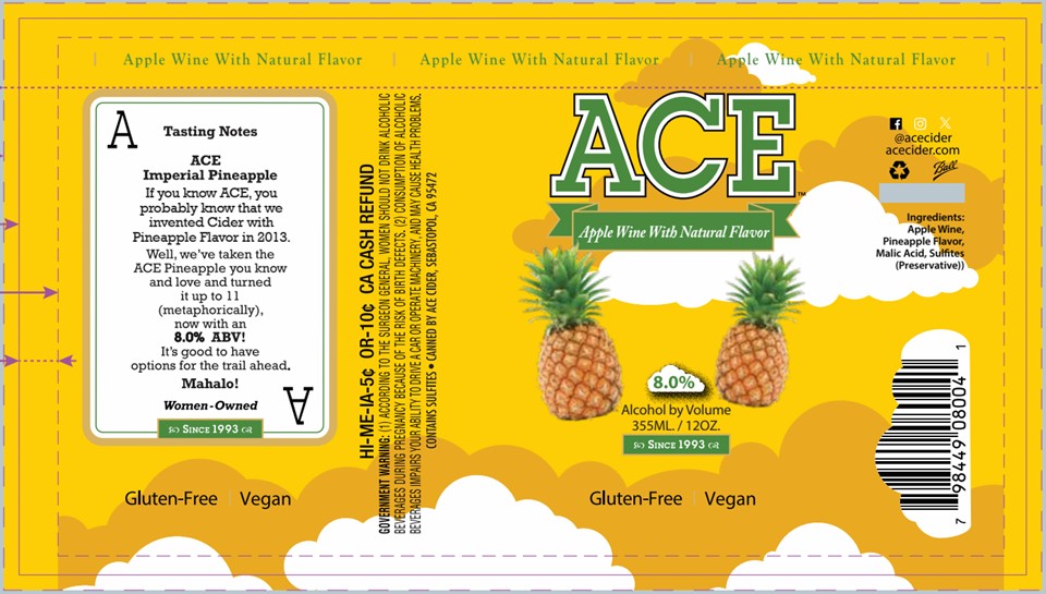 TABC label artwork for ACE IMPERIAL PINEAPPLE