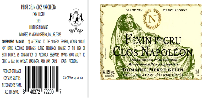 TABC label artwork for PIERRE GELIN CLOS NAPOLEON