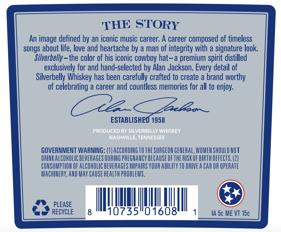 TABC label artwork for Silverbelly Whiskey (Don't Rock The Jukebox)