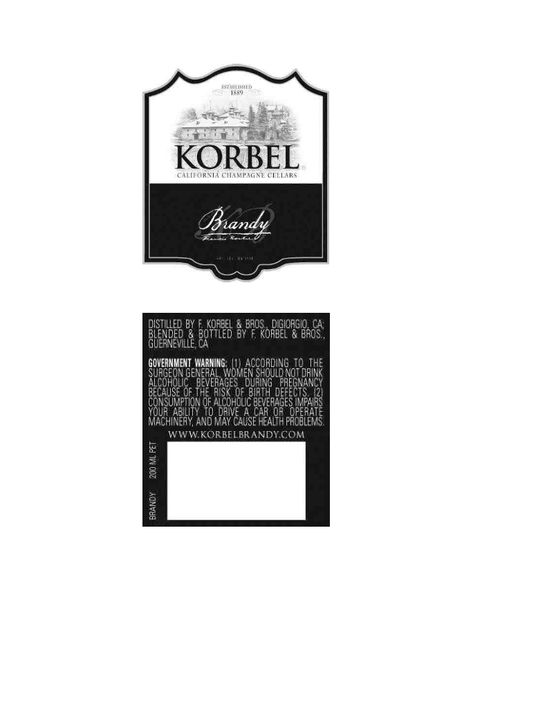 TABC label artwork for KORBEL BRANDY
