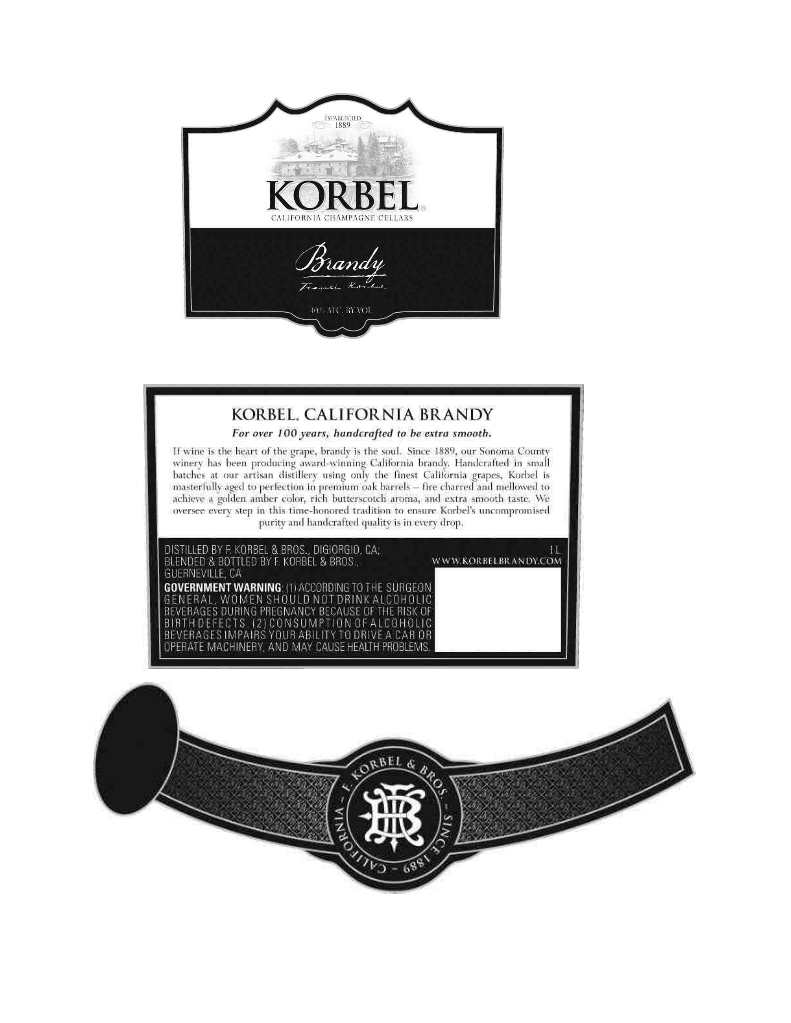 TABC label artwork for KORBEL BRANDY