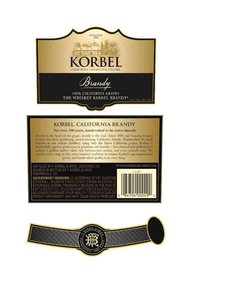 TABC label artwork for KORBEL BRANDY