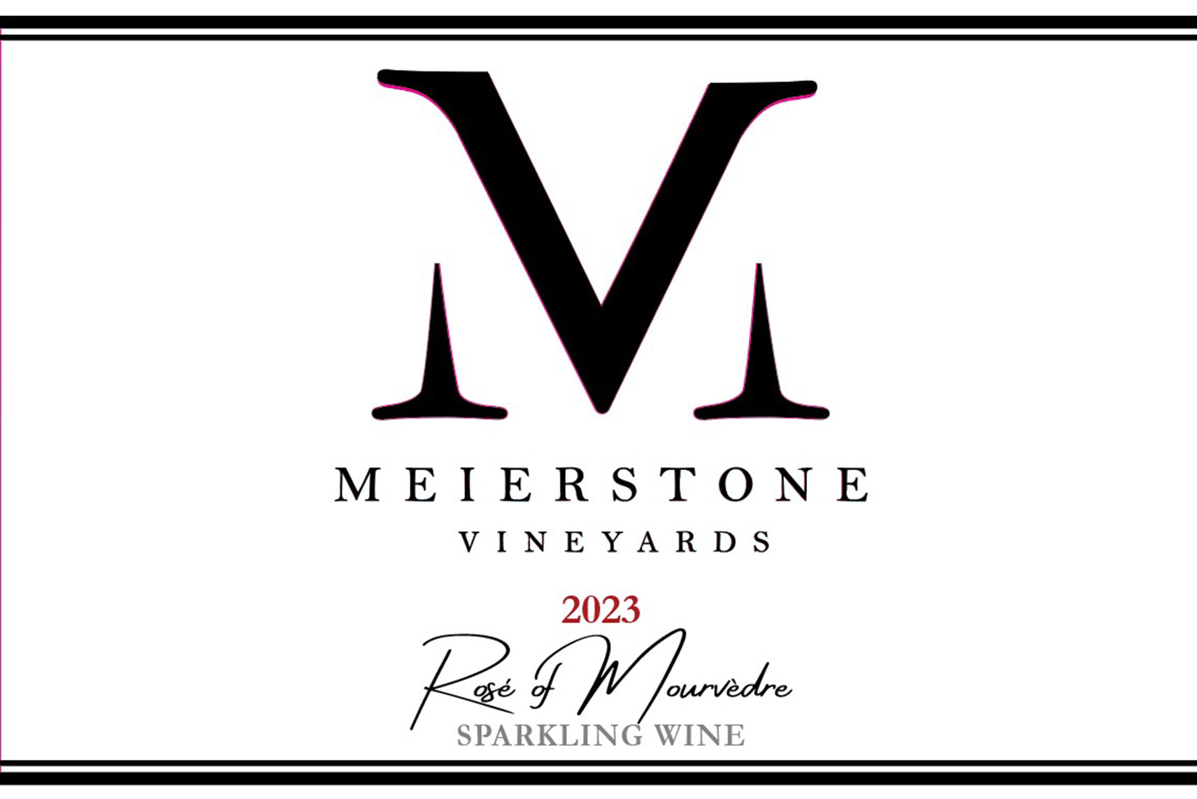 TABC label artwork for Meierstone 2023 Sparkling Rose of Mourvedre