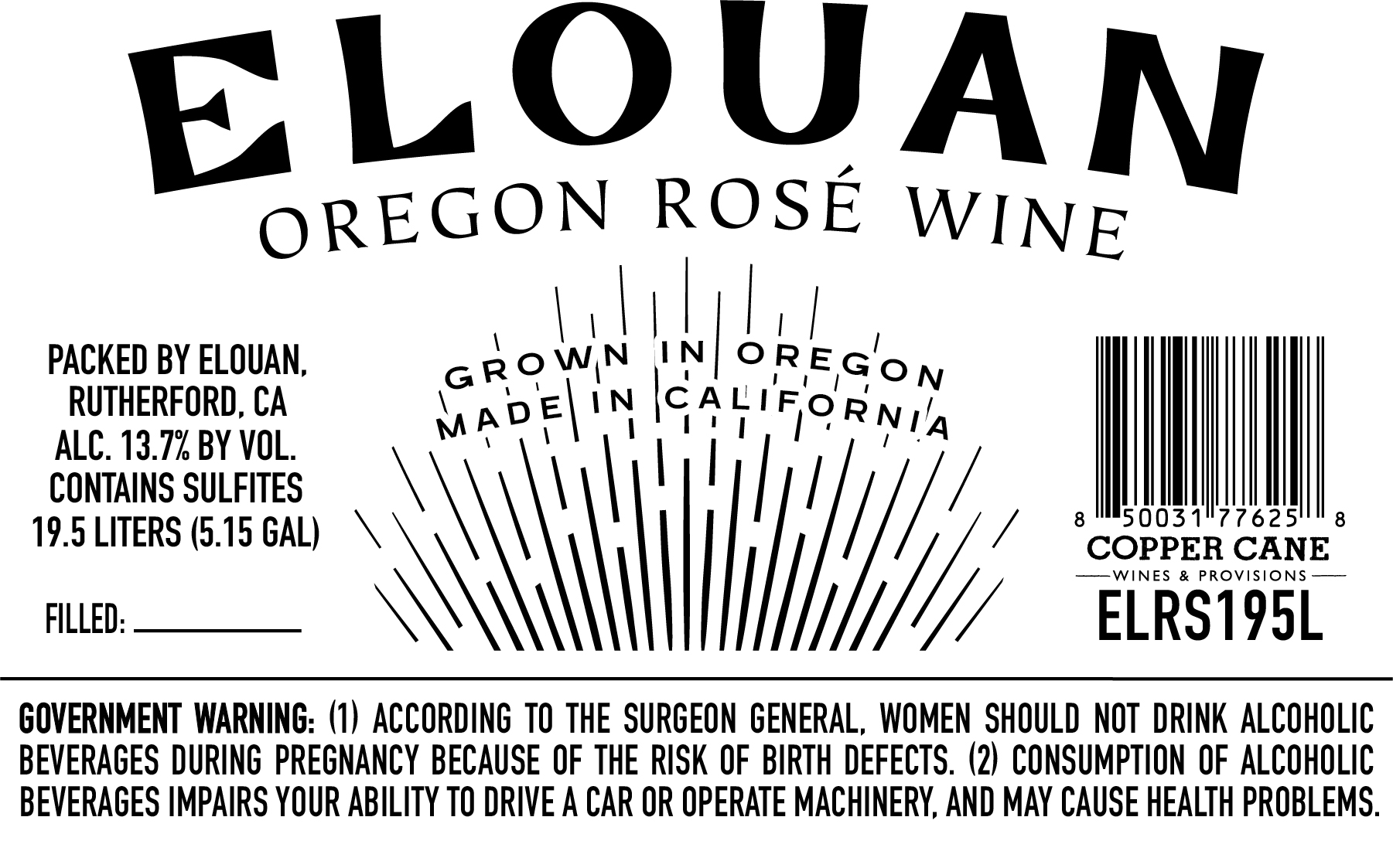 TABC label artwork for Elouan - Rose Keg