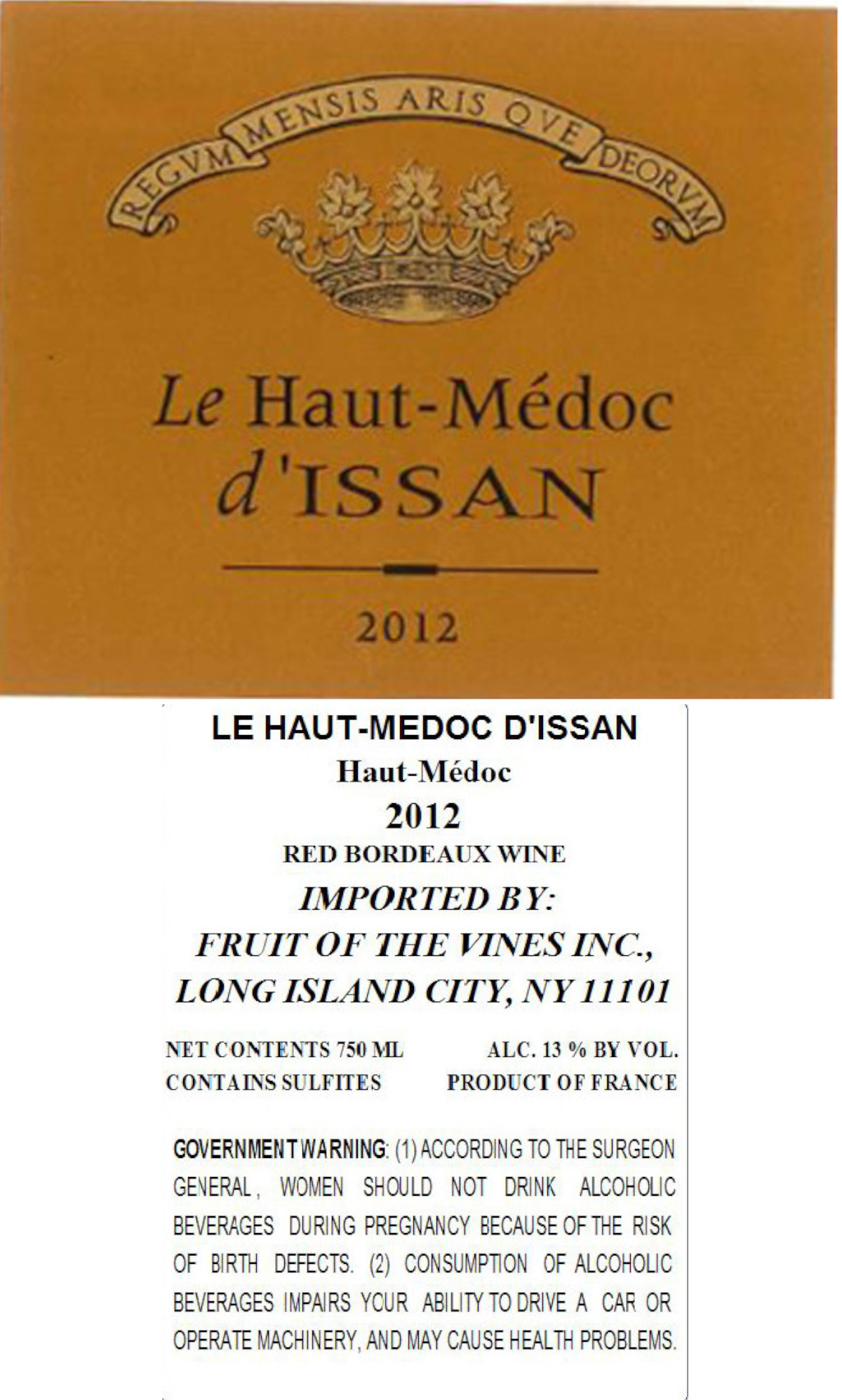 TABC label artwork for Le Haut Medoc d'Issan Bordeaux Red